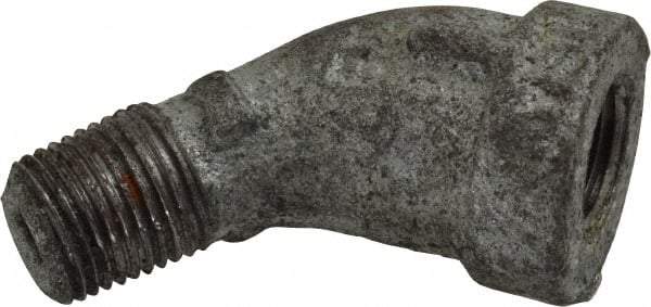 Made in USA - Class 150, 1/8" Galvanized Pipe 45° Street Elbow - Threaded, Malleable Iron - Apex Tool & Supply