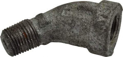 Made in USA - Class 150, 1/8" Galvanized Pipe 45° Street Elbow - Threaded, Malleable Iron - Apex Tool & Supply