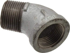Made in USA - Class 150, 1" Galvanized Pipe 45° Street Elbow - Threaded, Malleable Iron - Apex Tool & Supply