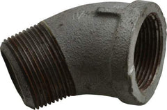 Made in USA - Class 150, 1-1/4" Galvanized Pipe 45° Street Elbow - Threaded, Malleable Iron - Apex Tool & Supply