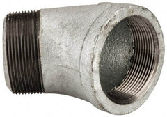 Made in USA - Class 150, 2" Galvanized Pipe 45° Street Elbow - Threaded, Malleable Iron - Apex Tool & Supply
