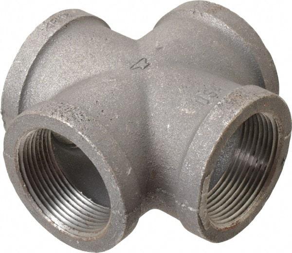 Made in USA - Size 1-1/2", Class 150, Malleable Iron Black Pipe Cross - 150 psi, Threaded End Connection - Apex Tool & Supply