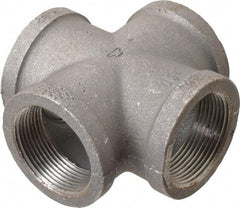 Made in USA - Size 1-1/2", Class 150, Malleable Iron Black Pipe Cross - 150 psi, Threaded End Connection - Apex Tool & Supply