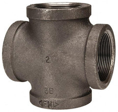 Made in USA - Size 2", Class 150, Malleable Iron Black Pipe Cross - 150 psi, Threaded End Connection - Apex Tool & Supply