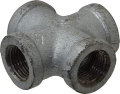 Made in USA - Class 150, 3/8" Galvanized Pipe Cross - Threaded, Malleable Iron - Apex Tool & Supply