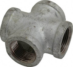 Made in USA - Class 150, 1" Galvanized Pipe Cross - Threaded, Malleable Iron - Apex Tool & Supply