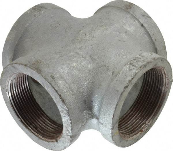 Made in USA - Class 150, 2" Galvanized Pipe Cross - Threaded, Malleable Iron - Apex Tool & Supply