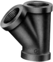 Made in USA - Class 150, 3" Galvanized Pipe 45° Lateral Y-Branch - Threaded, Malleable Iron - Apex Tool & Supply