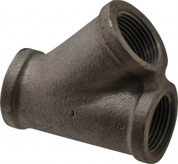 Made in USA - Size 1", Class 150, Malleable Iron Black Pipe 45° Lateral Y-Branch - 150 psi, Threaded End Connection - Apex Tool & Supply