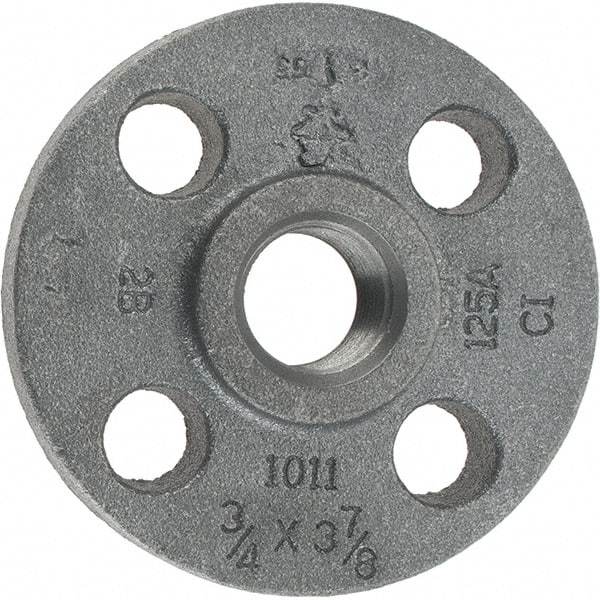 Made in USA - 3/4" Pipe, 3-7/8" OD, 5/8" Hub Length, Iron Threaded Pipe Flange - 1-3/4" Across Bolt Hole Centers, 3/4" Bolt Hole, 175 psi, Class 125 - Apex Tool & Supply