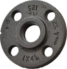 Made in USA - 1" Pipe, 4-1/4" OD, 11/16" Hub Length, Iron Threaded Pipe Flange - 1-15/16" Across Bolt Hole Centers, 3/4" Bolt Hole, 175 psi, Class 125 - Apex Tool & Supply