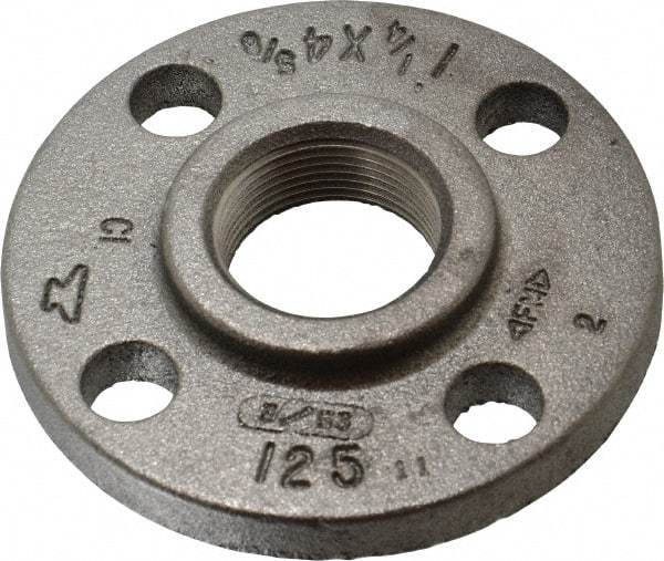 Made in USA - 1-1/4" Pipe, 4-5/8" OD, 13/16" Hub Length, Iron Threaded Pipe Flange - 2-5/16" Across Bolt Hole Centers, 3/4" Bolt Hole, 175 psi, Class 125 - Apex Tool & Supply