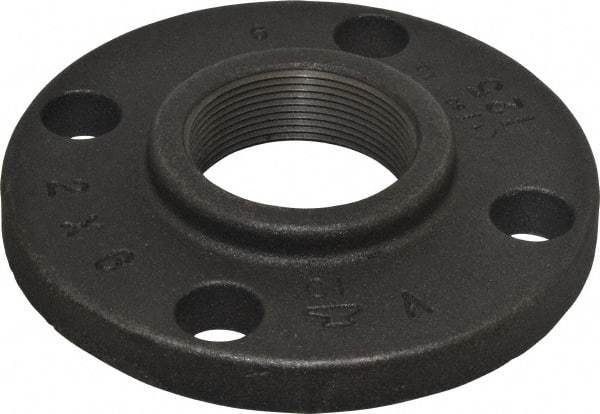 Made in USA - 2" Pipe, 6" OD, 1" Hub Length, Iron Threaded Pipe Flange - 3-1/16" Across Bolt Hole Centers, 3/4" Bolt Hole, 175 psi, Class 125 - Apex Tool & Supply