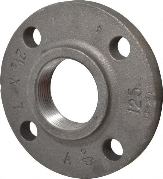 Made in USA - 2-1/2" Pipe, 7" OD, 1-1/8" Hub Length, Iron Threaded Pipe Flange - 3-9/16" Across Bolt Hole Centers, 7/8" Bolt Hole, 175 psi, Class 125 - Apex Tool & Supply
