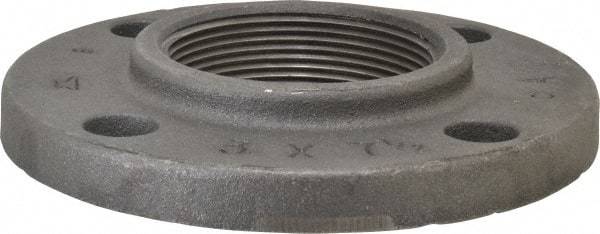 Made in USA - 3" Pipe, 7-1/2" OD, 1-3/16" Hub Length, Iron Threaded Pipe Flange - 4-1/4" Across Bolt Hole Centers, 7/8" Bolt Hole, 175 psi, Class 125 - Apex Tool & Supply