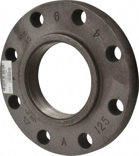 Made in USA - 4" Pipe, 9" OD, 1-5/16" Hub Length, Iron Threaded Pipe Flange - 5-5/16" Across Bolt Hole Centers, 7/8" Bolt Hole, 175 psi, Class 125 - Apex Tool & Supply