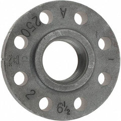 Made in USA - 2" Pipe, 6-1/2" OD, 1-1/4" Hub Length, Iron Threaded Pipe Flange - 3-5/16" Across Bolt Hole Centers, 3/4" Bolt Hole, 175 psi, Class 250 - Apex Tool & Supply