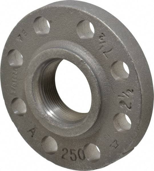 Made in USA - 2-1/2" Pipe, 7-1/2" OD, 1-7/16" Hub Length, Iron Threaded Pipe Flange - 3-15/16" Across Bolt Hole Centers, 7/8" Bolt Hole, 175 psi, Class 250 - Apex Tool & Supply