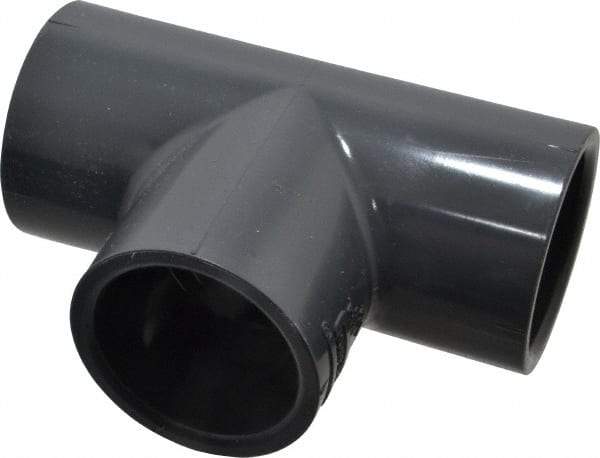 Value Collection - 1-1/4" PVC Plastic Pipe Tee - Schedule 80, Slip x Slip x Slip End Connections - Apex Tool & Supply