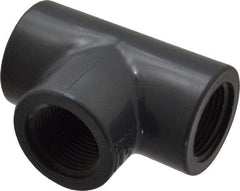 Value Collection - 1" PVC Plastic Pipe Tee - Schedule 80, FIPT x FIPT x FIPT End Connections - Apex Tool & Supply