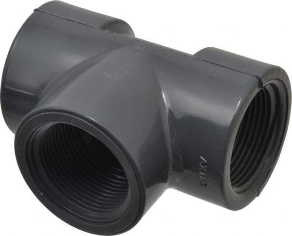 Value Collection - 1-1/4" PVC Plastic Pipe Tee - Schedule 80, FIPT x FIPT x FIPT End Connections - Apex Tool & Supply