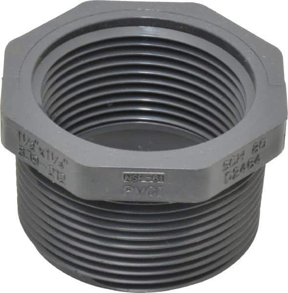 Value Collection - 1-1/2 x 1-1/4" PVC Plastic Pipe Bushing - Schedule 80, MIPT x FIPT End Connections - Apex Tool & Supply