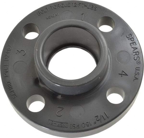 Value Collection - 1-1/2" PVC Plastic Pipe Flange (One Piece) - Schedule 80, Slip End Connections - Apex Tool & Supply