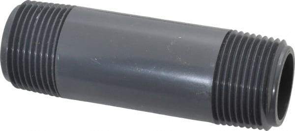 Value Collection - 1" Pipe, 4" Long PVC Threaded Plastic Pipe Nipple - Schedule 80, Gray - Apex Tool & Supply