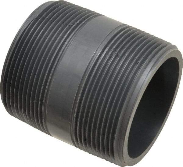 Value Collection - 2" Pipe, 2-1/2" Long PVC Threaded Plastic Pipe Nipple - Schedule 80, Gray - Apex Tool & Supply