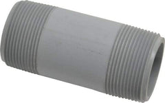 Value Collection - 1-1/2" Pipe, 4" Long CPVC Threaded Plastic Pipe Nipple - Schedule 80, Gray - Apex Tool & Supply