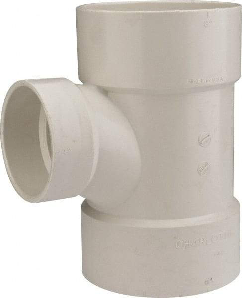B&K Mueller - 6 x 6 x 4", PVC Drain, Waste & Vent Pipe Reducing Sanitary Tee - Hub x Hub x Hub - Apex Tool & Supply