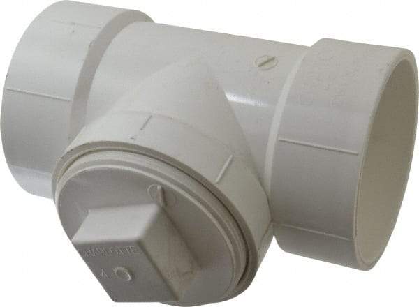 B&K Mueller - 4", PVC Drain, Waste & Vent Pipe Test Tee - Hub x Hub x CO with Plug - Apex Tool & Supply