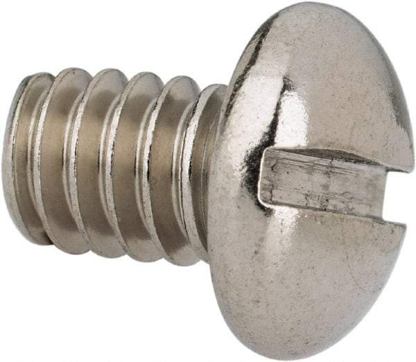 Value Collection - 1/4-20 UNC, 3/8" Length Under Head Slotted Drive Machine Screw - Round Head, Grade 316 Stainless Steel, Uncoated, Without Washer - Apex Tool & Supply