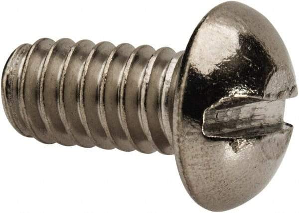 Value Collection - 1/4-20 UNC, 1/2" Length Under Head Slotted Drive Machine Screw - Round Head, Grade 316 Stainless Steel, Uncoated, Without Washer - Apex Tool & Supply