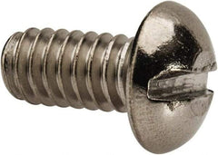 Value Collection - 1/4-20 UNC, 1/2" Length Under Head Slotted Drive Machine Screw - Round Head, Grade 316 Stainless Steel, Uncoated, Without Washer - Apex Tool & Supply