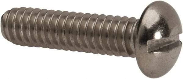 Value Collection - 1/4-20 UNC, 1" Length Under Head Slotted Drive Machine Screw - Round Head, Grade 316 Stainless Steel, Uncoated, Without Washer - Apex Tool & Supply