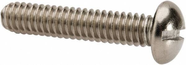 Value Collection - 1/4-20 UNC, 1-1/4" Length Under Head Slotted Drive Machine Screw - Round Head, Grade 316 Stainless Steel, Uncoated, Without Washer - Apex Tool & Supply