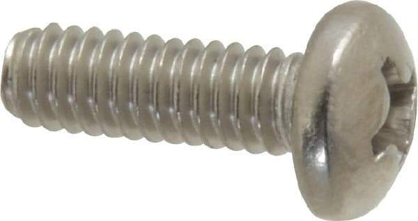 Value Collection - #8-32 UNC, 1/2" Length Under Head Phillips Drive Machine Screw - Pan Head, Grade 316 Stainless Steel, Uncoated, Without Washer - Apex Tool & Supply