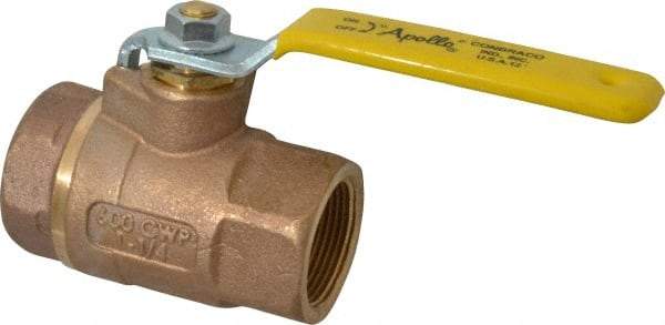 Apollo - 1-1/4" Pipe, Standard Port, Bronze Standard Ball Valve - 2 Piece, Inline - One Way Flow, FNPT x FNPT Ends, Lever Handle, 600 WOG, 125 WSP - Apex Tool & Supply