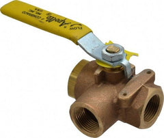 Apollo - 3/4" Pipe, Standard Port, Bronze Standard Ball Valve - Three Way, FNPT x FNPT x FNPT Ends, Lever Handle, 400 WOG - Apex Tool & Supply
