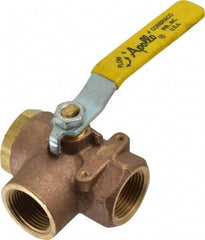 Apollo - 1" Pipe, Large Port, Bronze Standard Ball Valve - Three Way, FNPT x FNPT x FNPT Ends, Lever Handle, 400 WOG - Apex Tool & Supply