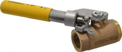 Apollo - 1" Pipe, Bronze Standard Ball Valve - 2 Piece, Inline - One Way Flow, FNPT x FNPT Ends, Deadman Lever (Spring Return to Close) Handle, 600 WOG, 150 WSP - Apex Tool & Supply