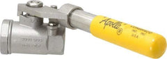 Apollo - 3/4" Pipe, Stainless Steel Standard Ball Valve - 2 Piece, Inline - One Way Flow, FNPT x FNPT Ends, Deadman Lever (Spring Return to Close) Handle, 2,000 WOG, 150 WSP - Apex Tool & Supply
