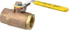Apollo - 1" Pipe, Bronze Standard Ball Valve - 2 Piece, Inline - One Way Flow, FNPT x FNPT Ends, Locking Lever Handle, 600 WOG - Apex Tool & Supply
