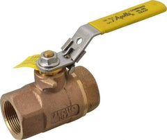 Apollo - 1-1/4" Pipe, Bronze Standard Ball Valve - 2 Piece, Inline - One Way Flow, FNPT x FNPT Ends, Locking Lever Handle, 600 WOG - Apex Tool & Supply