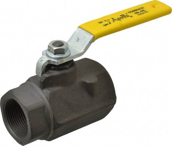 Apollo - 1-1/4" Pipe, Standard Port, Carbon Steel Standard Ball Valve - 2 Piece, Inline - One Way Flow, FNPT x FNPT Ends, Lever Handle, 1,500 WOG, 150 WSP - Apex Tool & Supply
