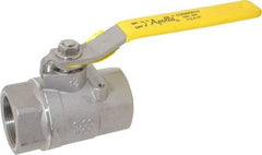 Apollo - 1-1/2" Pipe, Stainless Steel Standard Ball Valve - 2 Piece, Inline - One Way Flow, FNPT x FNPT Ends, Lever Handle, 1,500 WOG, 150 WSP - Apex Tool & Supply