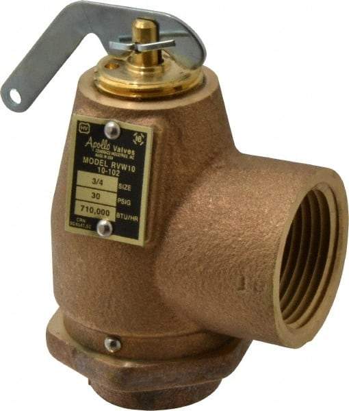 Conbraco - 3/4" Inlet, 1" Outlet, ASME Safety Relief Valve - 30 Max psi, Bronze, 710,000 BTUs - Apex Tool & Supply