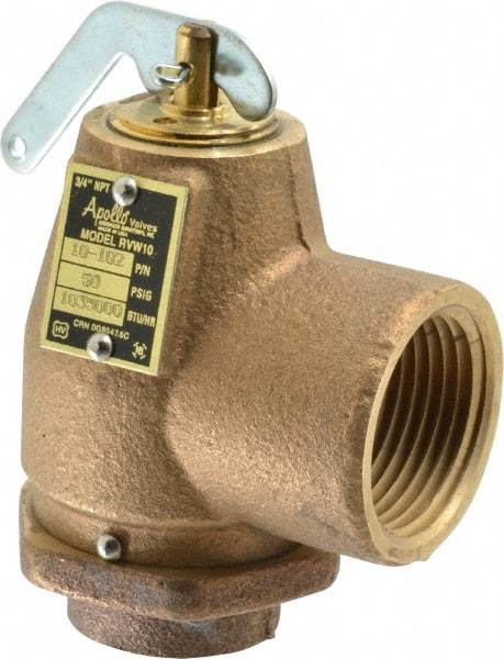 Conbraco - 3/4" Inlet, 1" Outlet, ASME Safety Relief Valve - 50 Max psi, Bronze, 1,035,000 BTUs - Apex Tool & Supply