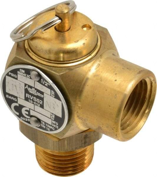 Conbraco - 1/2" Inlet, 1/2" Outlet, ASME Safety Relief Valve - 40 Max psi, Bronze, 305,000 BTUs - Apex Tool & Supply